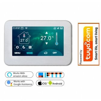 Optima W FC inbouw WiFi klokthermostaat met kleuren touchscreen, 230Vac, Tuya compatible