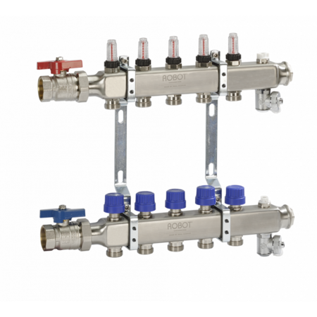 Robot RVS verdeler inclusief kogelkranen 2 t/m 19 Groepen