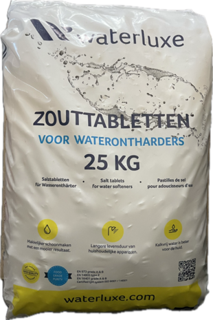 Waterluxe Zouttabletten, zak à 25kg